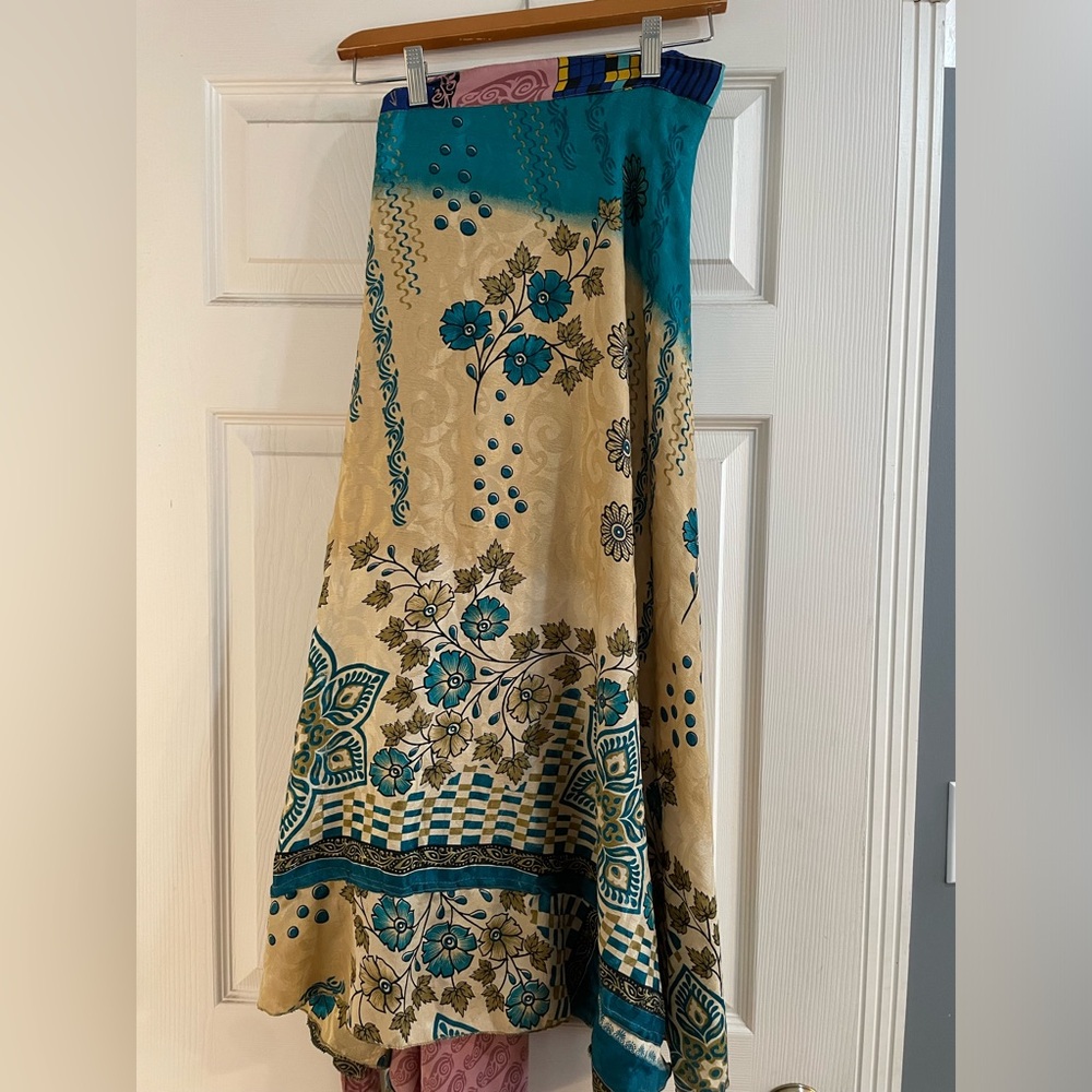 Silk Sari Wrap Skirt Reversible